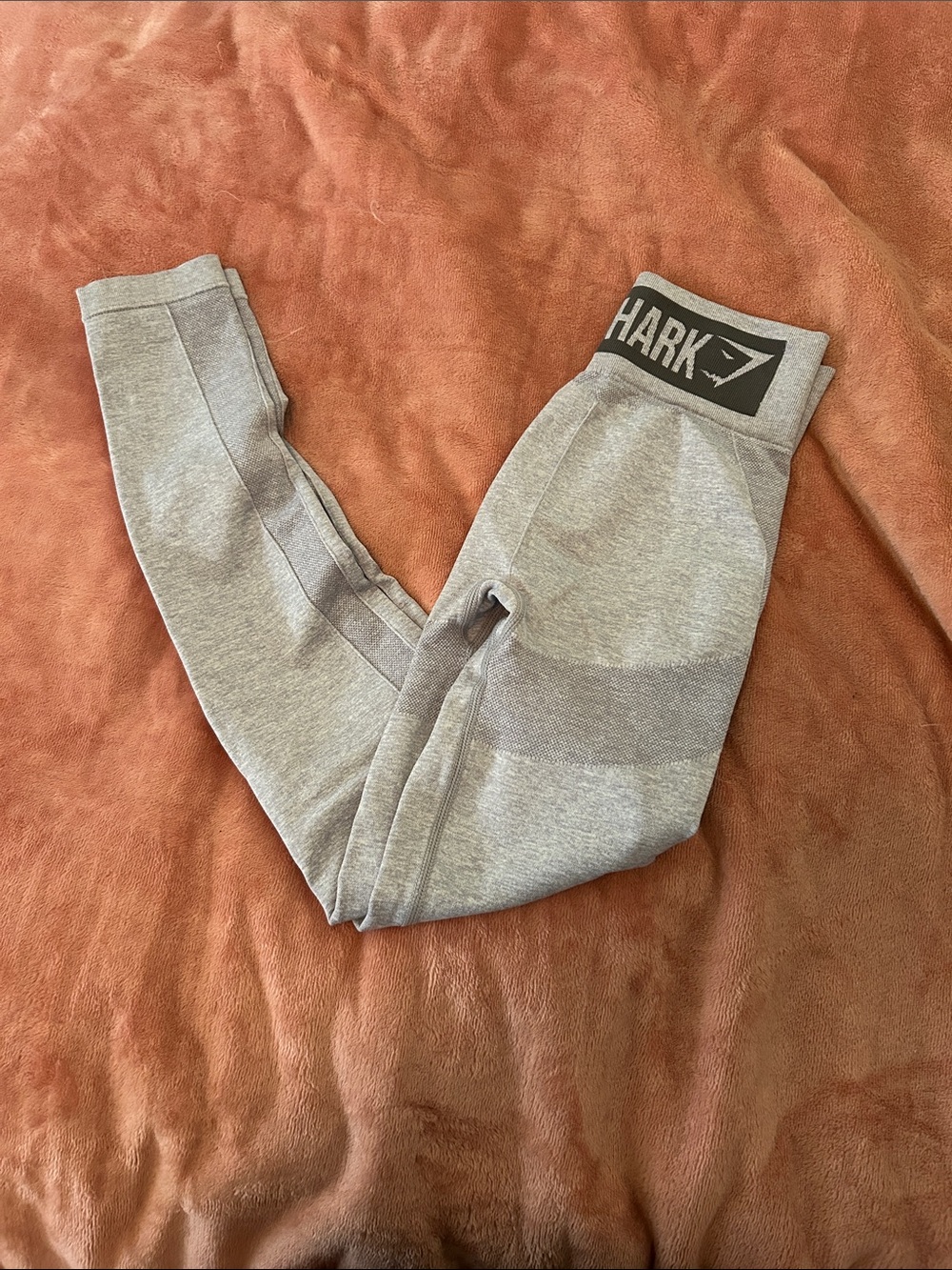Gymshark Light Gray Seamless Leggings with Branded Waistband